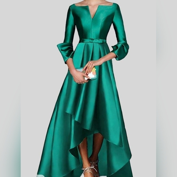 NWT LanTing Emerald Green Satin High-Low Gown – Size 22W - Picture 1 of 15